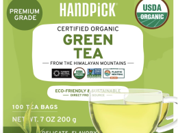 HANDPICK, Organic Green Tea Bags - 100 Eco-Friendly Tea Bags | USDA Organic | Resealable Pack for Freshness | Delicate & Flavory | Direct From India